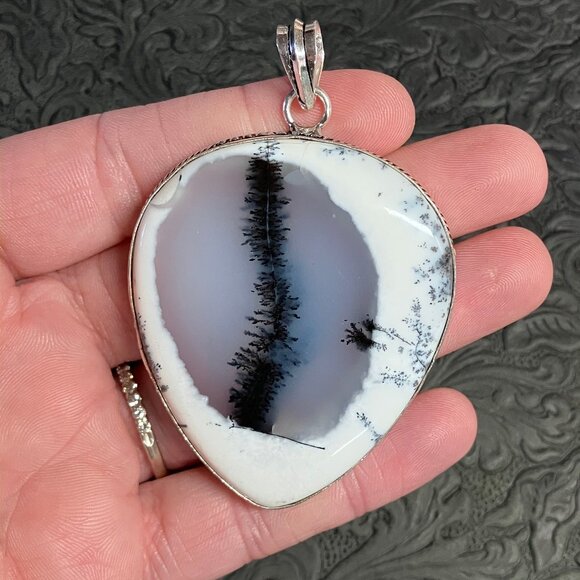 Dendritic Opal Pendant Crystal Stone Jewelry - Picture 1 of 8